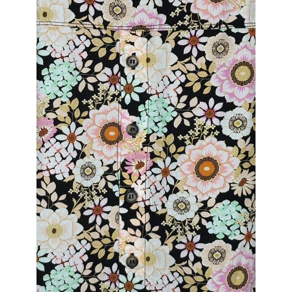 Maeve Anthropologie Mixed Print Top Small Black Floral Polka Dot Button Back - Picture 9 of 13